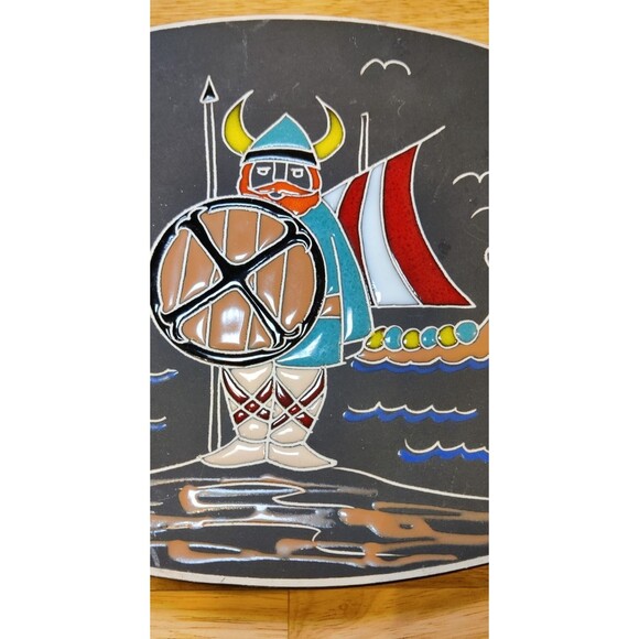 Vintage Arnold Wiig Fabrikker Norway Wall Ceramic Plate Lappland 734 Viking - Picture 2 of 4
